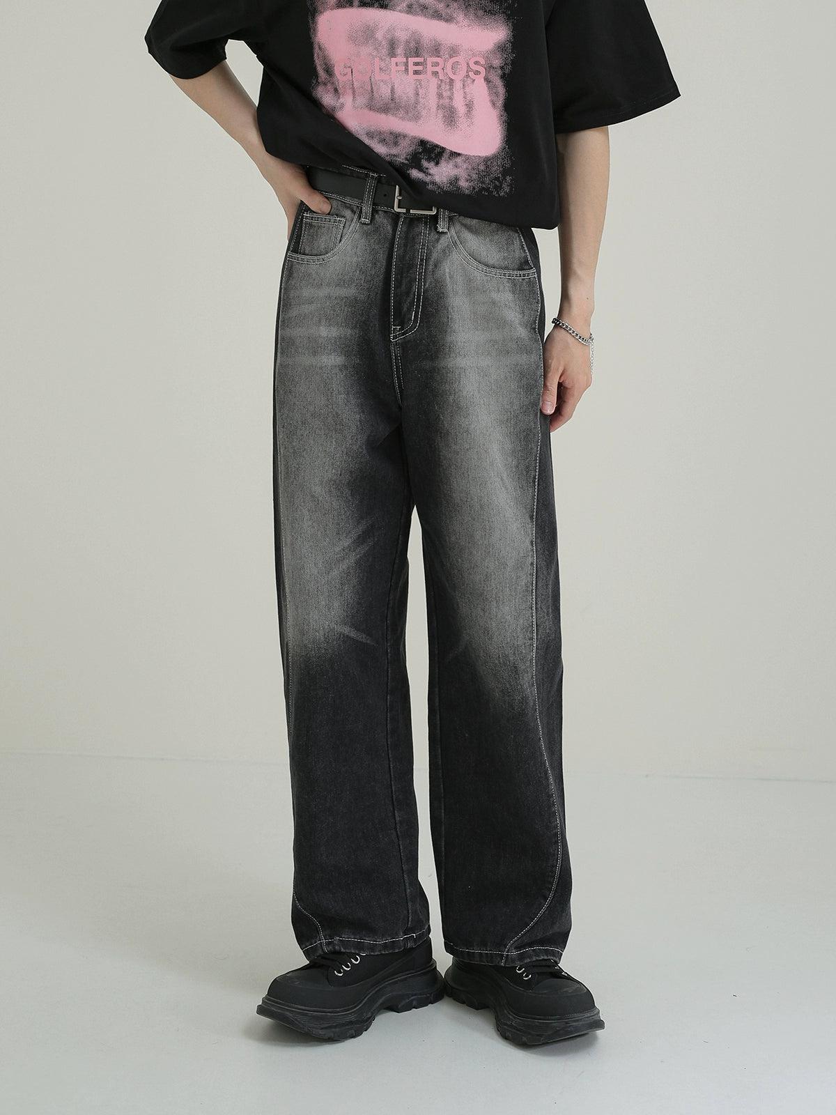 Zhou Faded Scimitar Jeans-korean-fashion-Jeans-Zhou's Closet-OH Garments