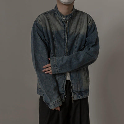 Zhou Faded Structured Denim Jacket-korean-fashion-Jacket-Zhou's Closet-OH Garments
