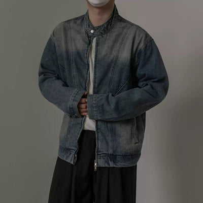 Zhou Faded Structured Denim Jacket-korean-fashion-Jacket-Zhou's Closet-OH Garments