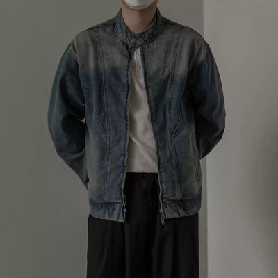 Zhou Faded Structured Denim Jacket-korean-fashion-Jacket-Zhou's Closet-OH Garments