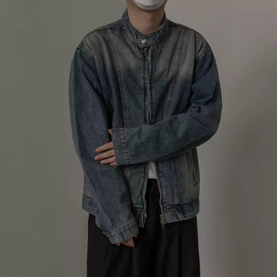 Zhou Faded Structured Denim Jacket-korean-fashion-Jacket-Zhou's Closet-OH Garments