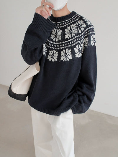 Zhou Fair Isle Contrast Sweater-korean-fashion-Sweater-Zhou's Closet-OH Garments