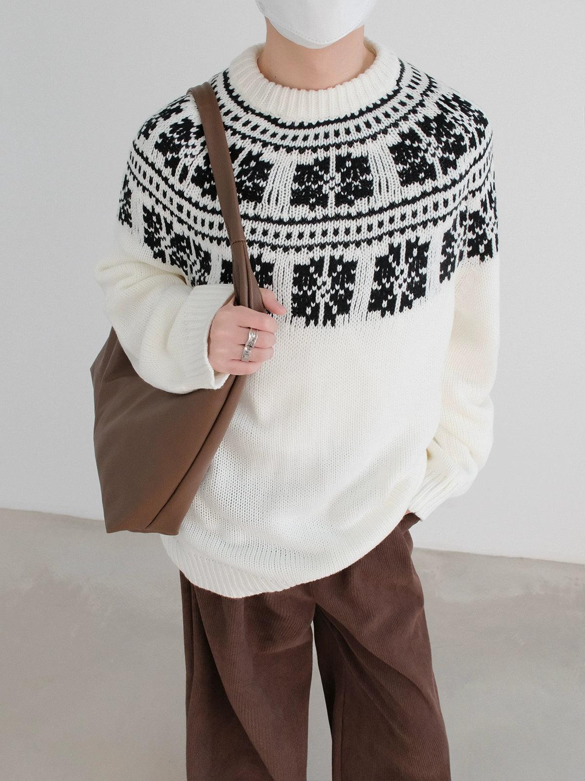 Zhou Fair Isle Contrast Sweater-korean-fashion-Sweater-Zhou's Closet-OH Garments