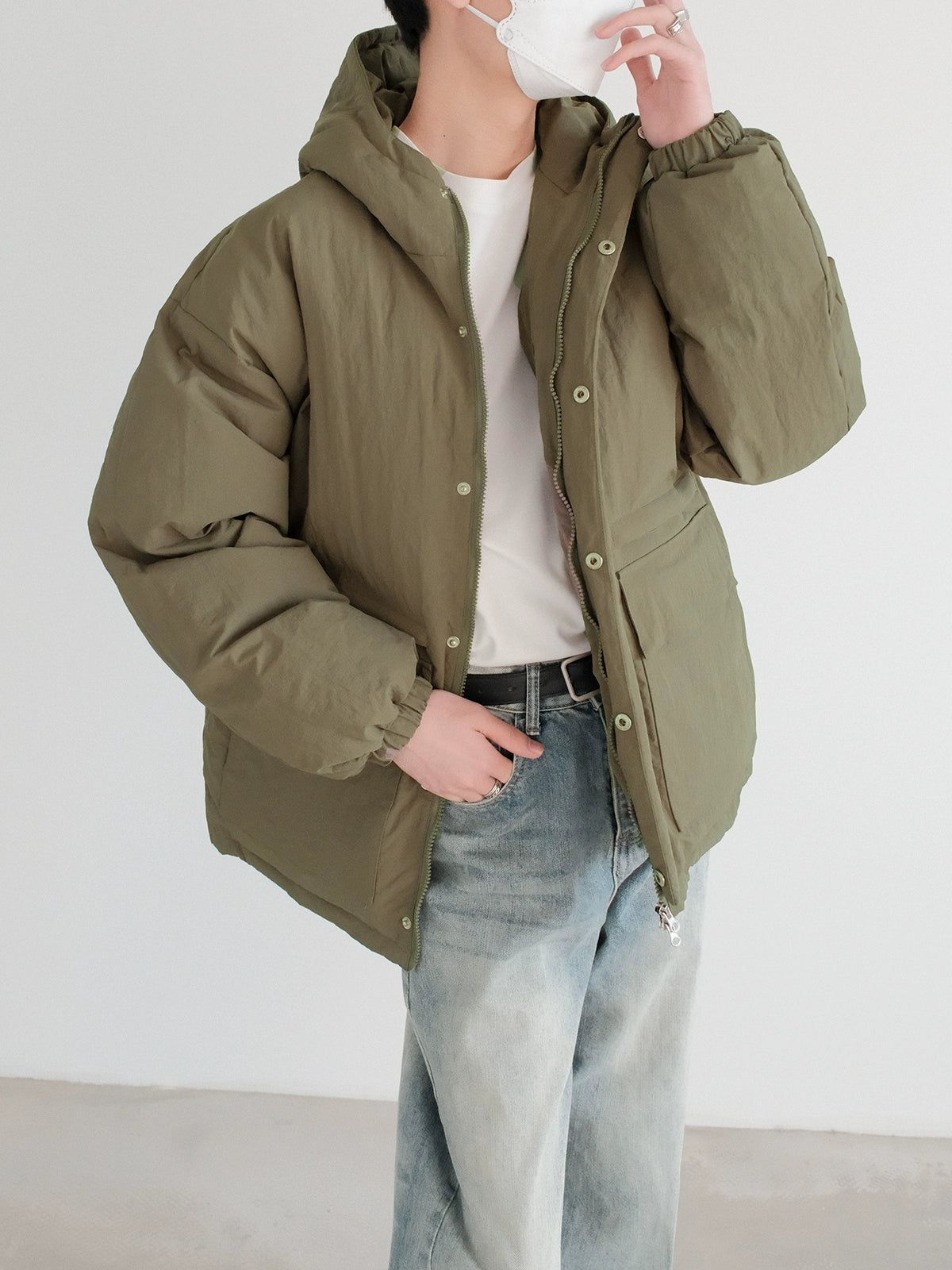 Zhou Flap Pocket Padded Hooded Jacket-korean-fashion-Jacket-Zhou's Closet-OH Garments