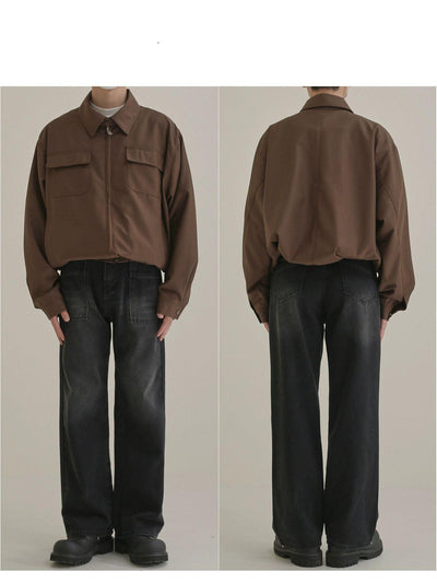 Zhou Flap Pocket Zippered Jacket-korean-fashion-Jacket-Zhou's Closet-OH Garments