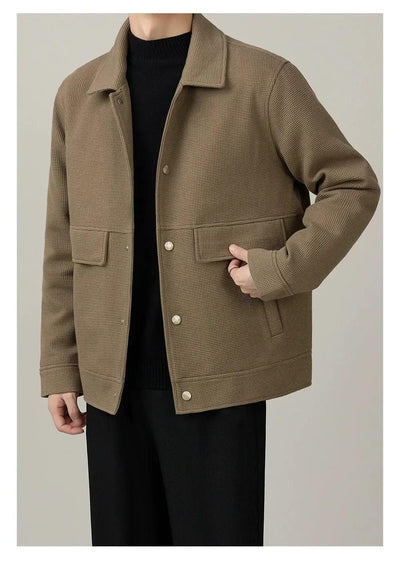 Zhou Flap Pockets Waffle Textured Jacket-korean-fashion-Jacket-Zhou's Closet-OH Garments