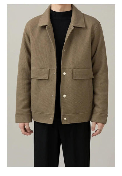 Zhou Flap Pockets Waffle Textured Jacket-korean-fashion-Jacket-Zhou's Closet-OH Garments