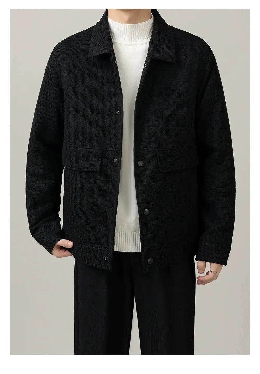 Zhou Flap Pockets Waffle Textured Jacket-korean-fashion-Jacket-Zhou's Closet-OH Garments