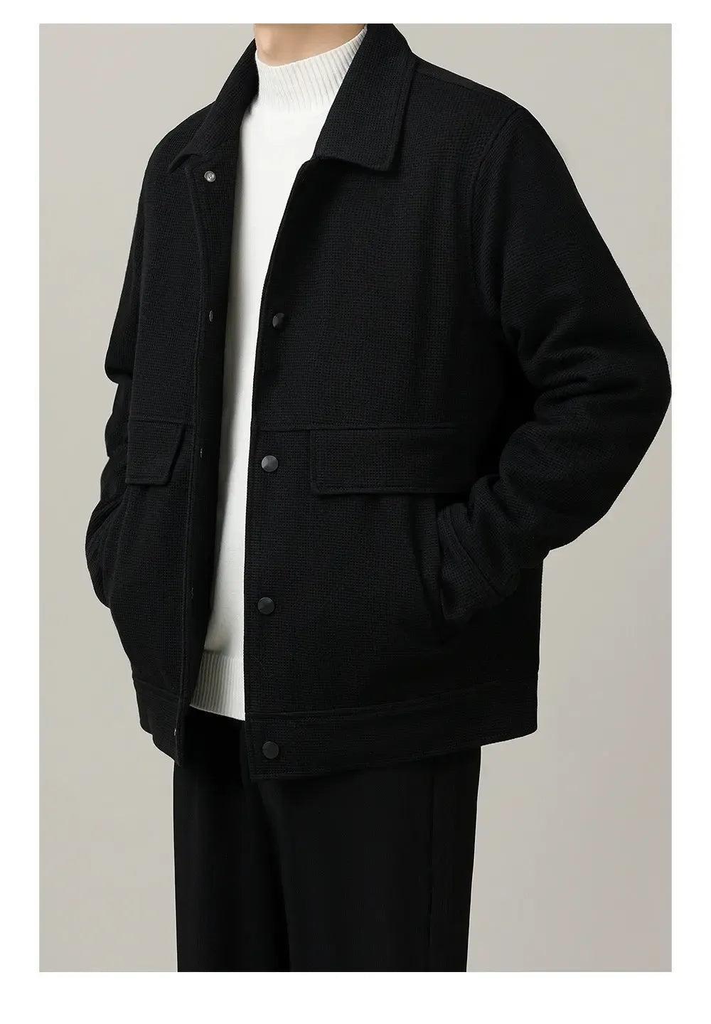 Zhou Flap Pockets Waffle Textured Jacket-korean-fashion-Jacket-Zhou's Closet-OH Garments