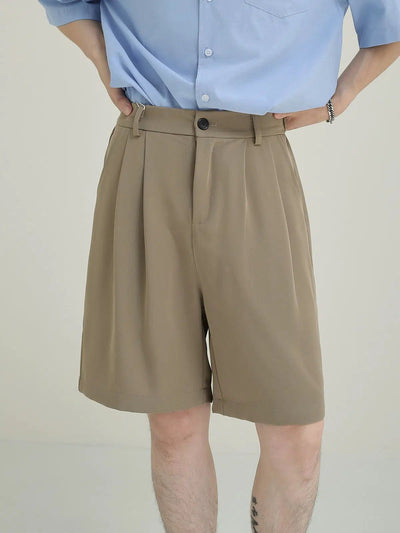 Zhou Fold Pleats Suit Shorts-korean-fashion-Shorts-Zhou's Closet-OH Garments