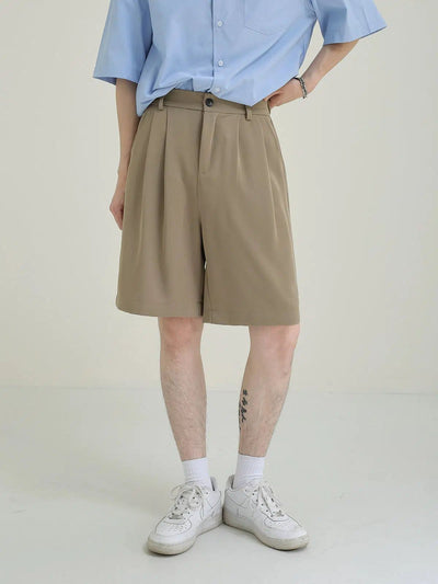 Zhou Fold Pleats Suit Shorts-korean-fashion-Shorts-Zhou's Closet-OH Garments