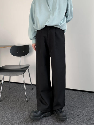 Zhou Fold Pleats Wide Leg Trousers-korean-fashion-Trousers-Zhou's Closet-OH Garments