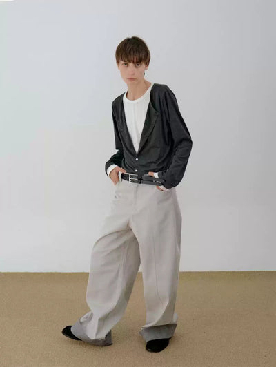 Zhou Folded Hem Straight Pants-korean-fashion-Pants-Zhou's Closet-OH Garments