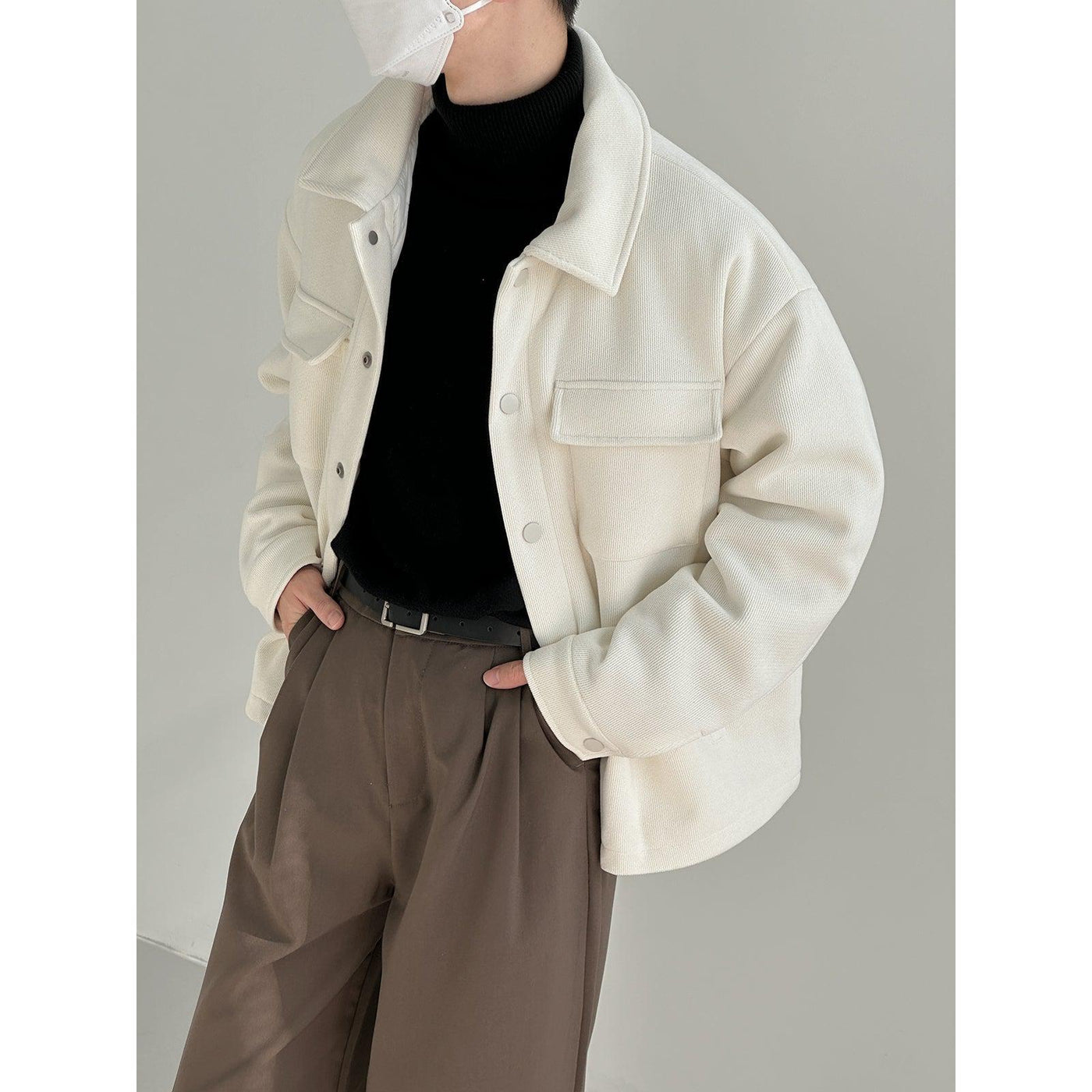 Zhou Front Pocket Flaps Jacket-korean-fashion-Jacket-Zhou's Closet-OH Garments