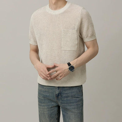 Zhou Front Pocket Knit T-Shirt-korean-fashion-T-Shirt-Zhou's Closet-OH Garments