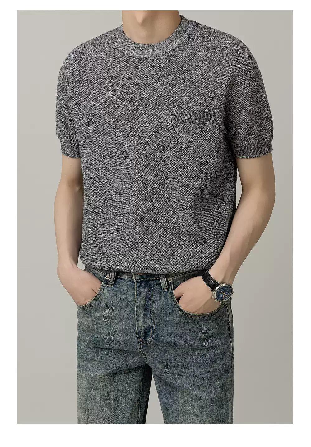 Zhou Front Pocket Knit T-Shirt-korean-fashion-T-Shirt-Zhou's Closet-OH Garments