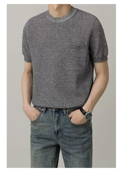 Zhou Front Pocket Knit T-Shirt-korean-fashion-T-Shirt-Zhou's Closet-OH Garments