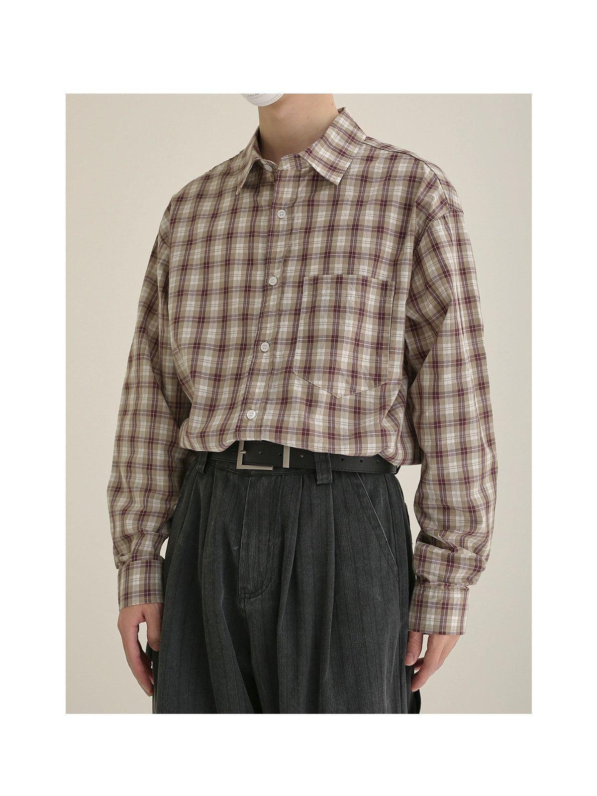 Zhou Front Pocket Plaid Shirt-korean-fashion-Shirt-Zhou's Closet-OH Garments