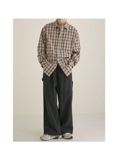 Zhou Front Pocket Plaid Shirt-korean-fashion-Shirt-Zhou's Closet-OH Garments