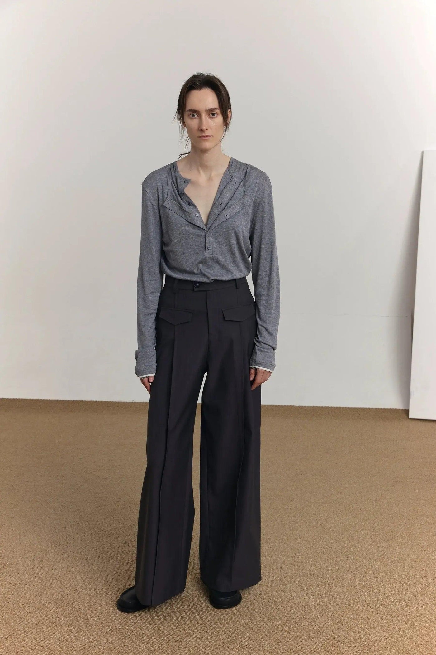 Zhou Front Pocket Pleated Trousers-korean-fashion-Trousers-Zhou's Closet-OH Garments