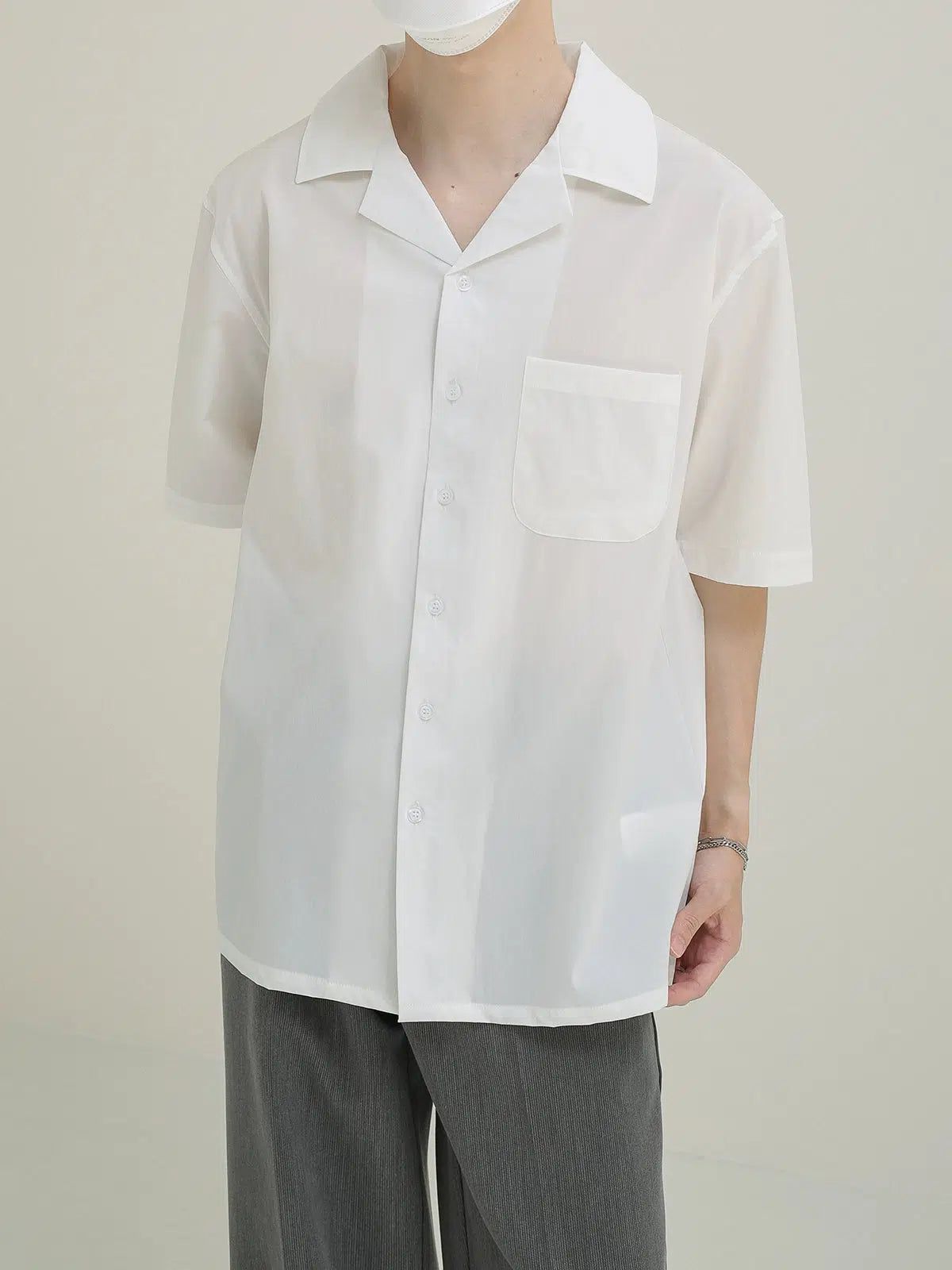 Zhou Front Pocket Short Sleeve Shirt-korean-fashion-Shirt-Zhou's Closet-OH Garments