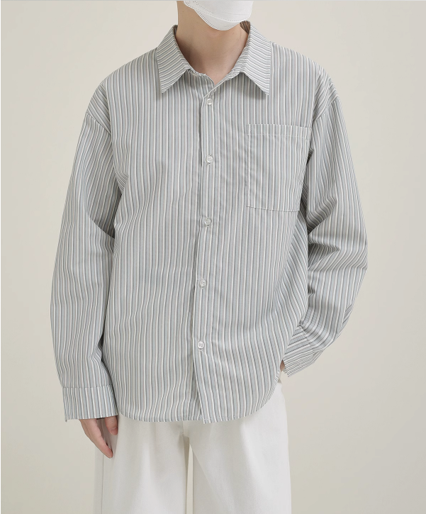 Zhou Front Pocket Striped Shirt-korean-fashion-Shirt-Zhou's Closet-OH Garments