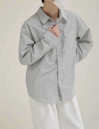 Zhou Front Pocket Striped Shirt-korean-fashion-Shirt-Zhou's Closet-OH Garments