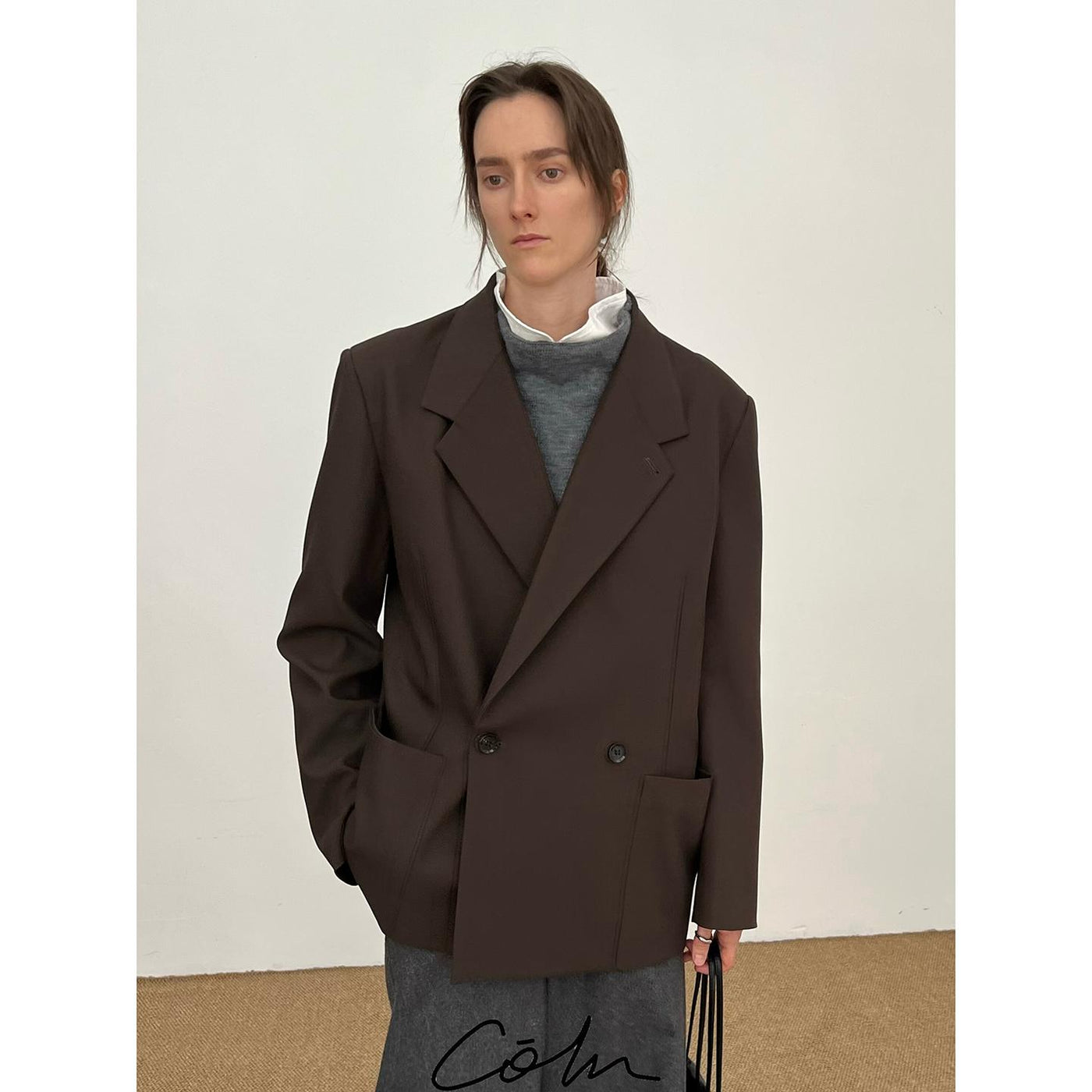 Zhou Front Pockets Double-Breasted Blazer-korean-fashion-Blazer-Zhou's Closet-OH Garments