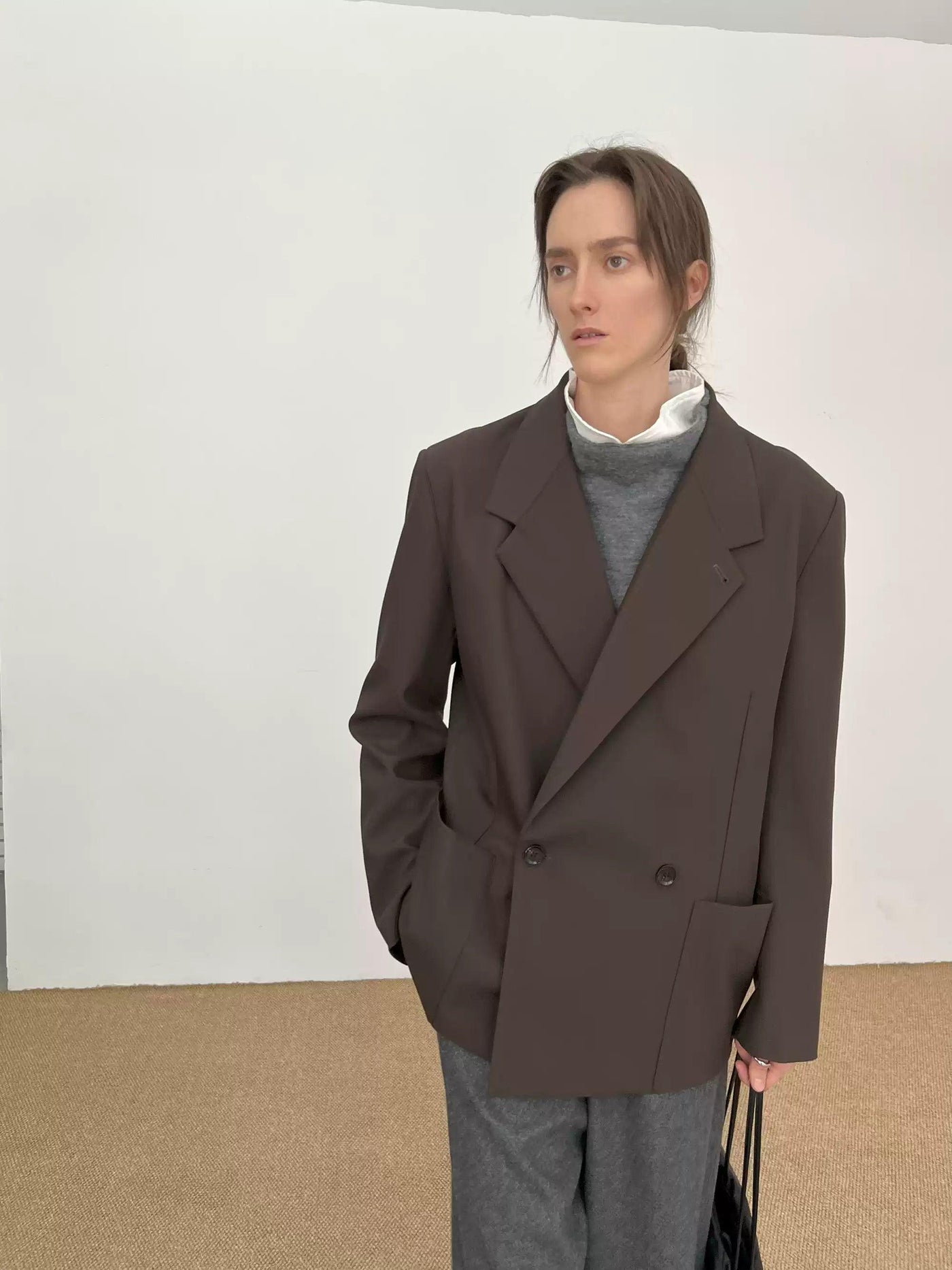 Zhou Front Pockets Double-Breasted Blazer-korean-fashion-Blazer-Zhou's Closet-OH Garments