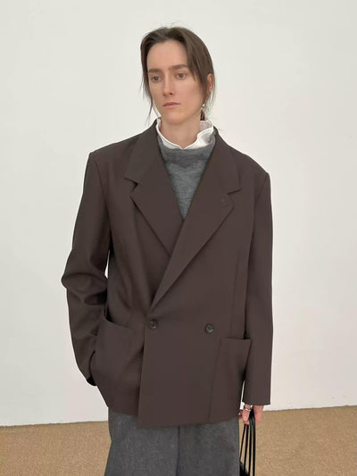 Zhou Front Pockets Double-Breasted Blazer-korean-fashion-Blazer-Zhou's Closet-OH Garments