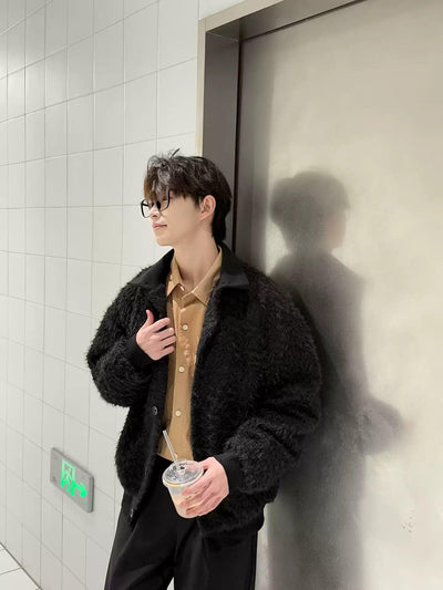 Zhou Fuzzy Textured Buttoned Jacket-korean-fashion-Jacket-Zhou's Closet-OH Garments