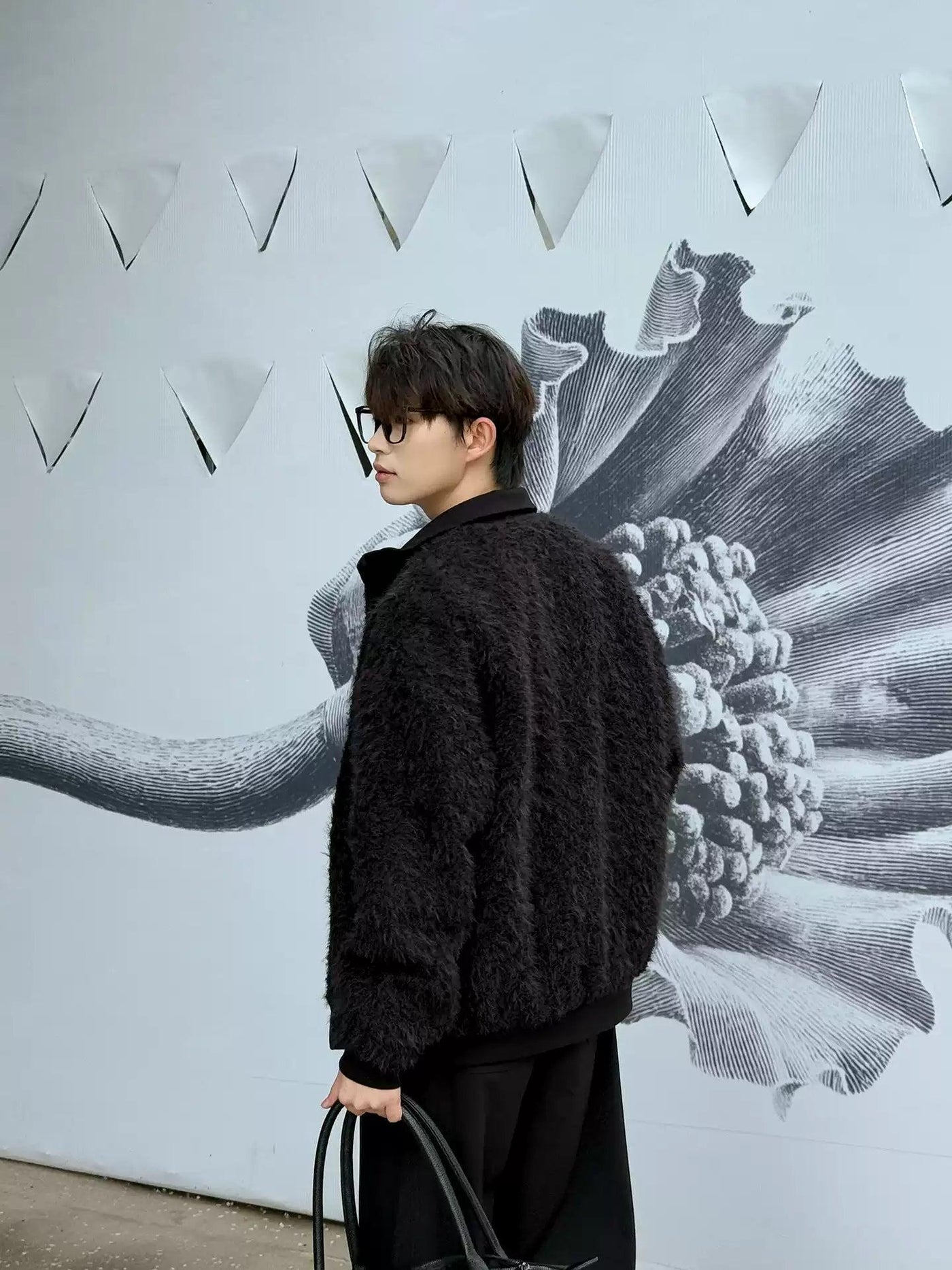 Zhou Fuzzy Textured Buttoned Jacket-korean-fashion-Jacket-Zhou's Closet-OH Garments