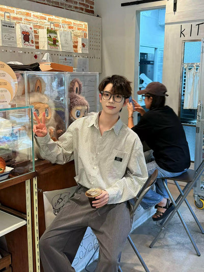 Zhou Gingham L/S Shirt-korean-fashion-Shirt-Zhou's Closet-OH Garments