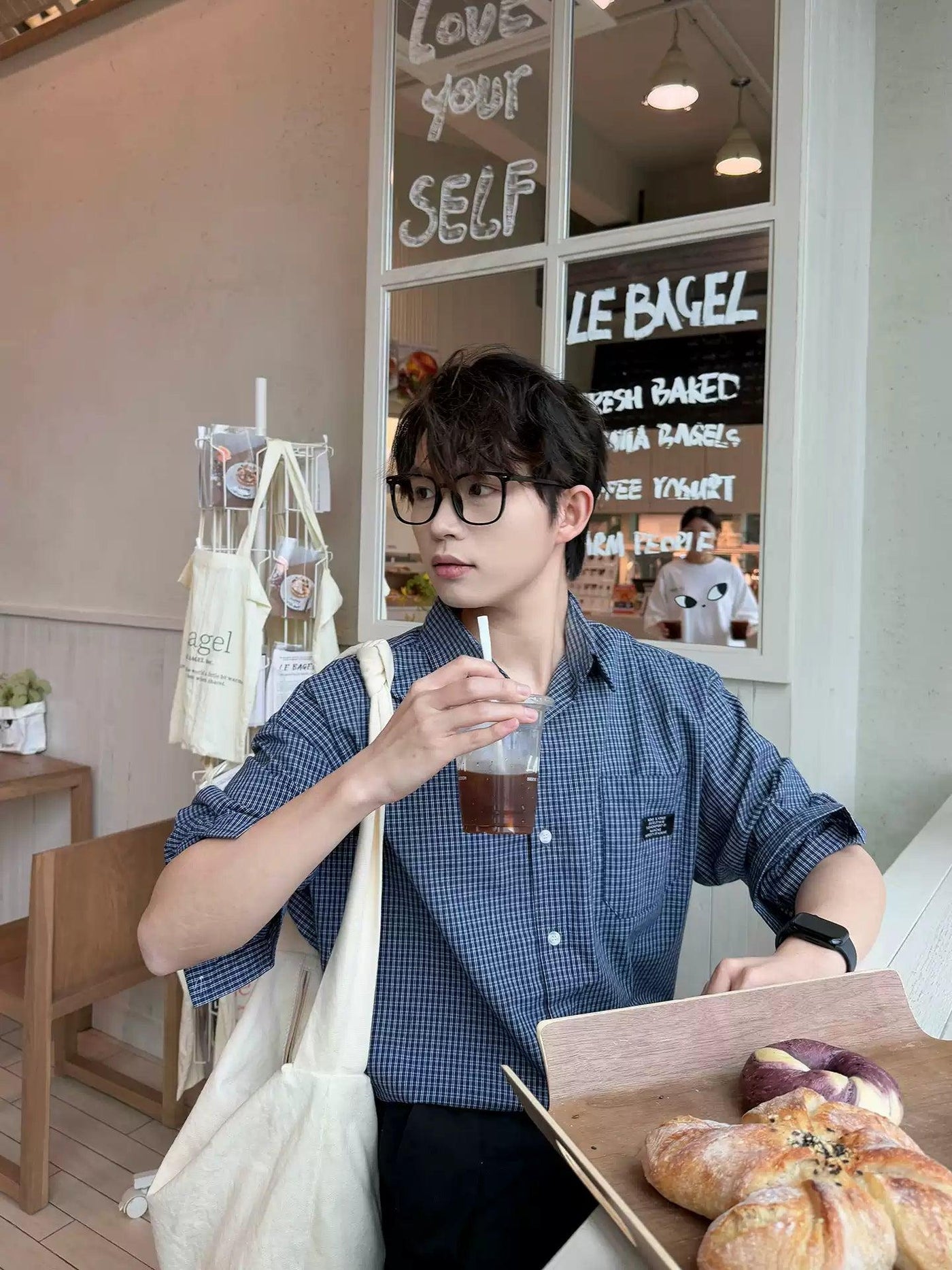 Zhou Gingham L/S Shirt-korean-fashion-Shirt-Zhou's Closet-OH Garments