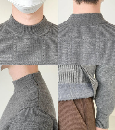 Zhou Grid Style Ribbed Sweater-korean-fashion-Sweater-Zhou's Closet-OH Garments