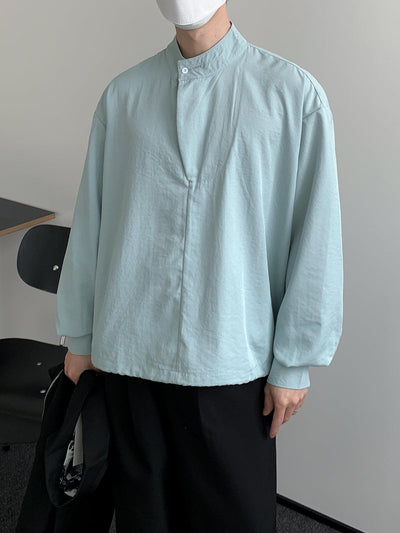 Zhou Half-Buttoned Closure Shirt-korean-fashion-Shirt-Zhou's Closet-OH Garments