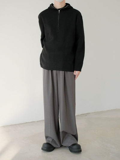 Zhou Half-Zipped Knit Hoodie-korean-fashion-Hoodie-Zhou's Closet-OH Garments