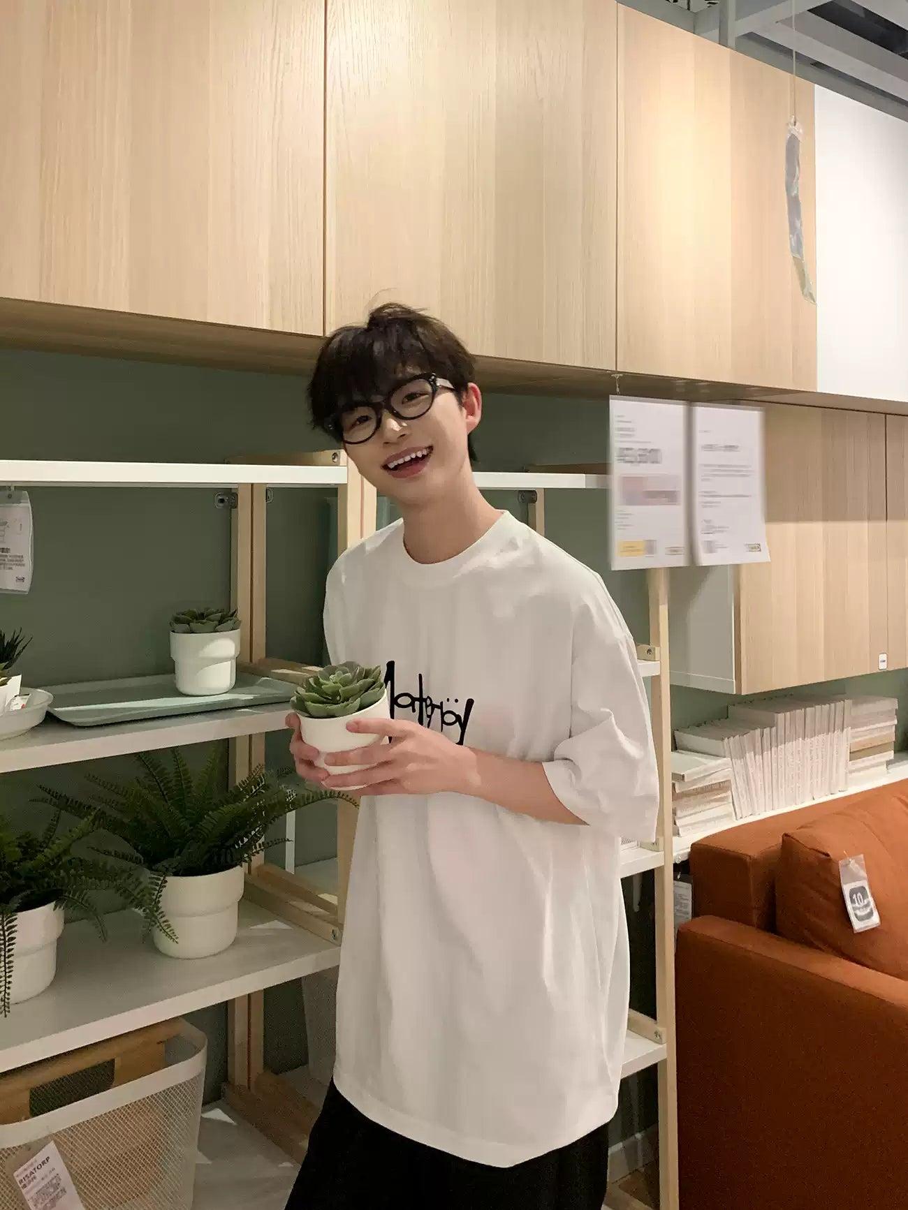 Zhou Handwriting Ink T-Shirt-korean-fashion-T-Shirt-Zhou's Closet-OH Garments