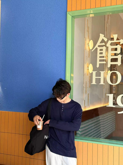 Zhou Henley Collar Long Sleeve T-Shirt-korean-fashion-T-Shirt-Zhou's Closet-OH Garments