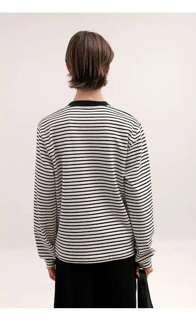 Zhou Henry Collar Long Sleeve T-Shirt-korean-fashion-T-Shirt-Zhou's Closet-OH Garments