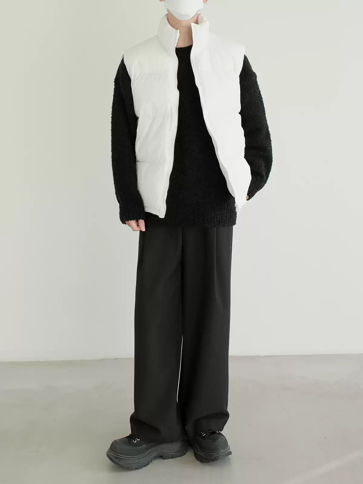 Zhou High Collar Padded Vest-korean-fashion-Vest-Zhou's Closet-OH Garments