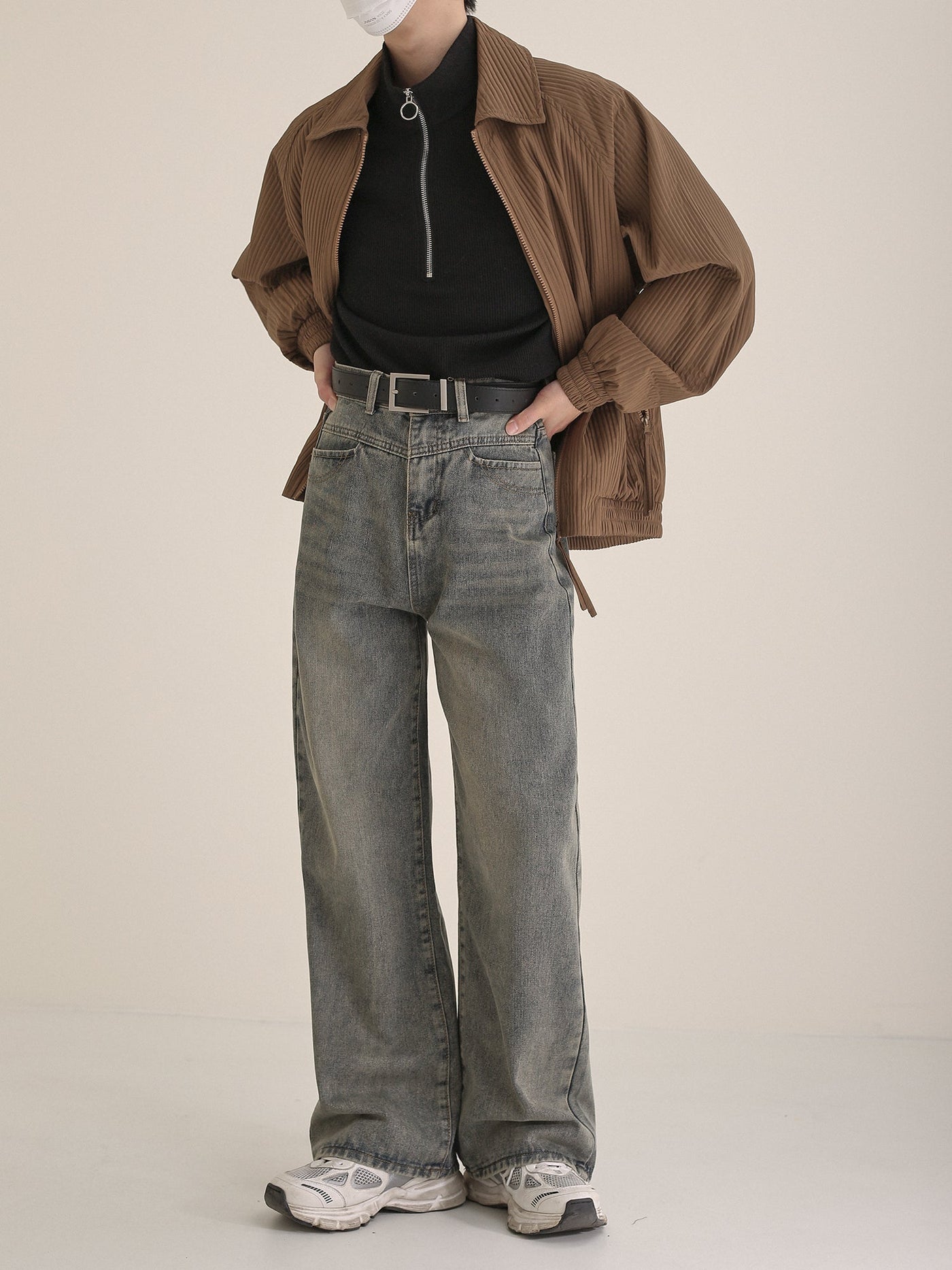 Zhou High Waisted Washed Jeans-korean-fashion-Jeans-Zhou's Closet-OH Garments