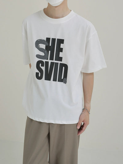 Zhou Ink-Splashed Letters T-Shirt-korean-fashion-T-Shirt-Zhou's Closet-OH Garments