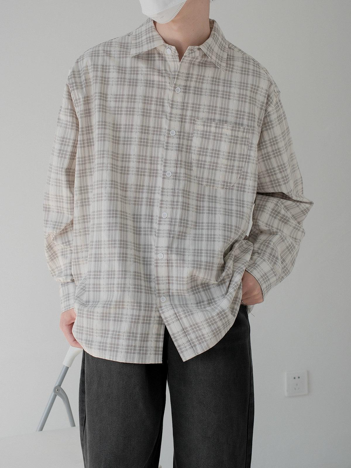 Zhou Lace and Plaid Pattern Shirt-korean-fashion-Shirt-Zhou's Closet-OH Garments