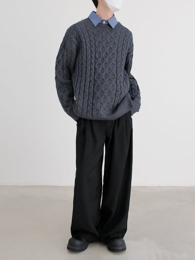 Zhou Layered Cable Sweater-korean-fashion-Sweater-Zhou's Closet-OH Garments