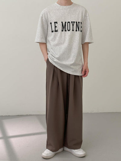 Zhou Le Moyne Text Regular Fit T-Shirt-korean-fashion-T-Shirt-Zhou's Closet-OH Garments