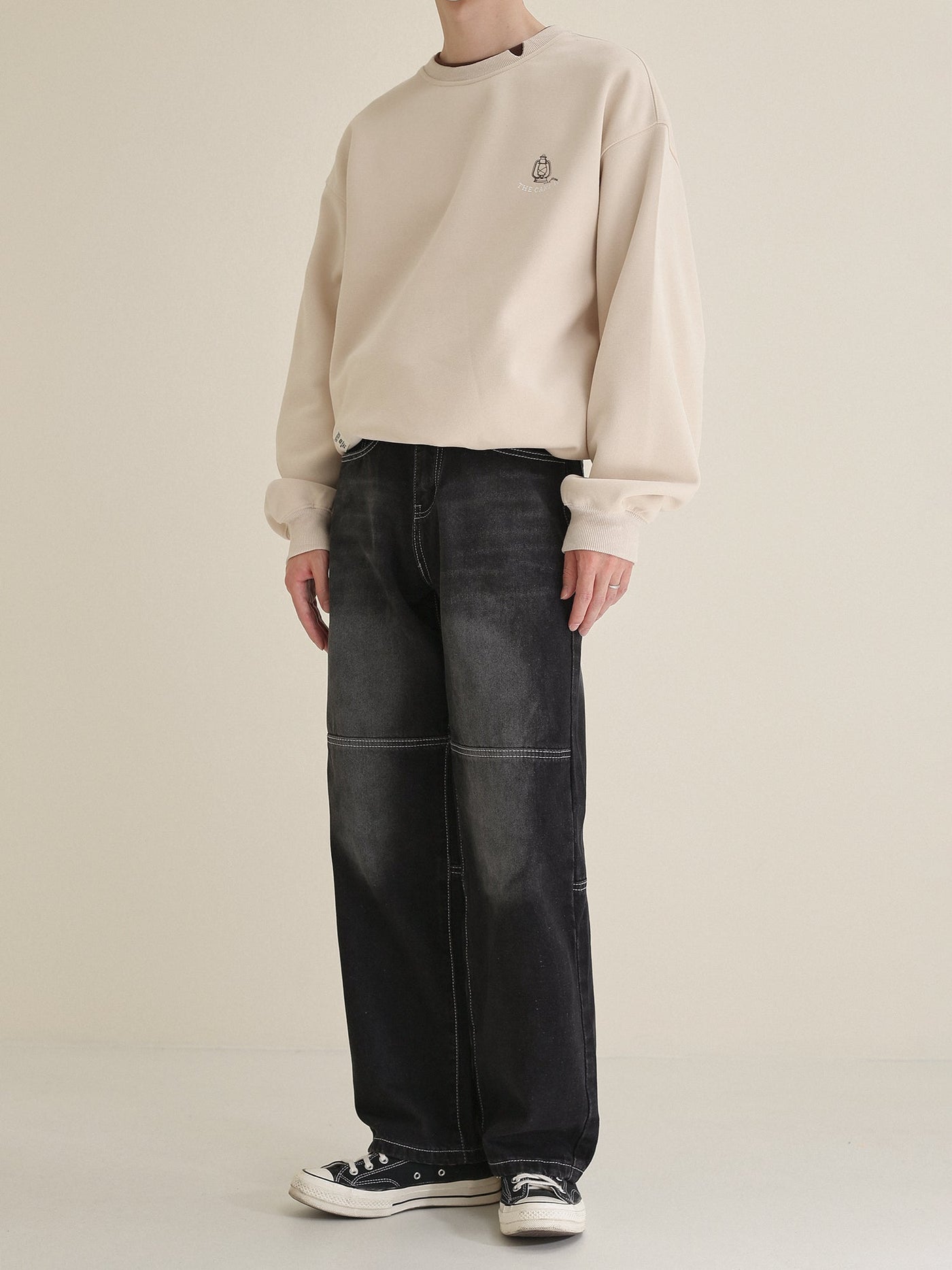 Zhou Line Sitch Faded Jeans-korean-fashion-Jeans-Zhou's Closet-OH Garments