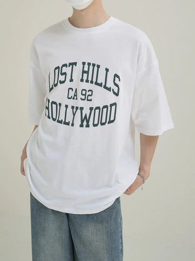 Zhou Lost Hills Text T-Shirt-korean-fashion-T-Shirt-Zhou's Closet-OH Garments