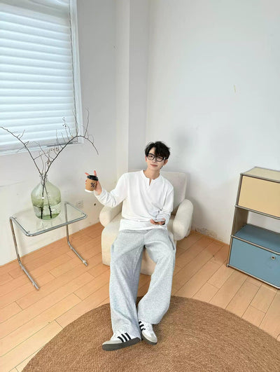 Zhou Mini V-Neck Long Sleeve T-Shirt-korean-fashion-T-Shirt-Zhou's Closet-OH Garments