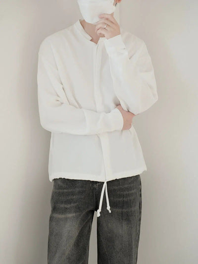 Zhou Minimal End Tie Shirt-korean-fashion-Shirt-Zhou's Closet-OH Garments